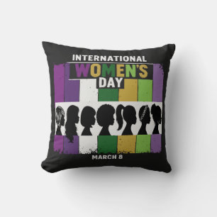 Modern International Women's Day   Diverse Women  Throw Pillow