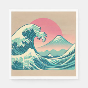 Modern Interpretation of The Great Wave Napkin