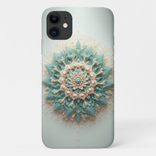 Modern Intricate Layered Bloom - Elegant Teal & Cr iPhone 11 Case