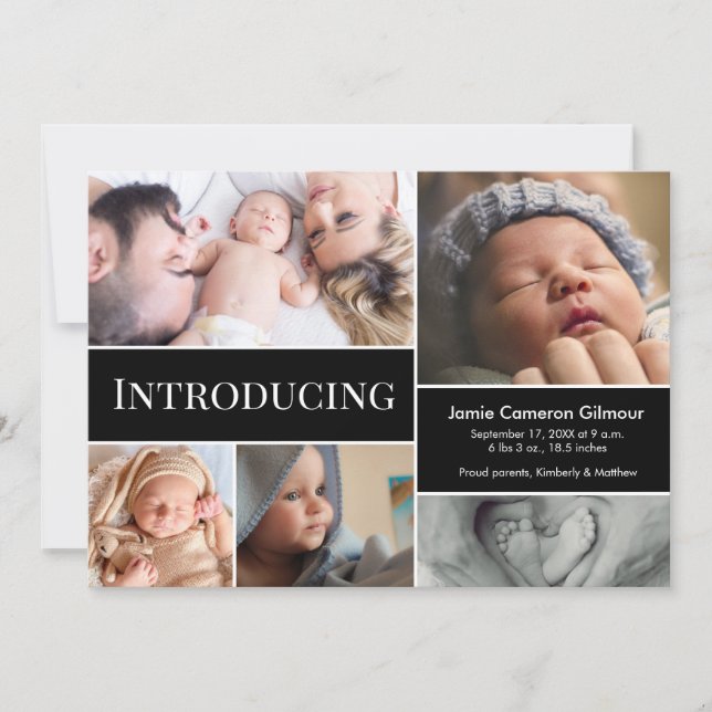 Modern Introducing Baby Multiple Photos Announcement (Front)