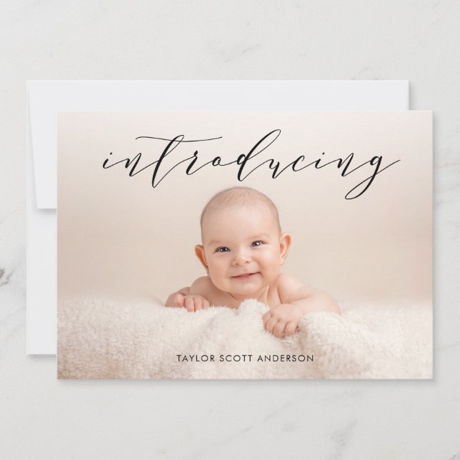 Modern Introducing Baby Photo Birth Announcement (Front)