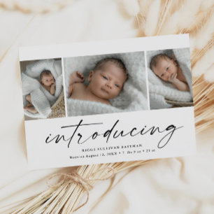 Modern Introducing Baby Photo Collage Thank You Card