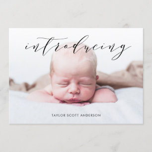Modern Introducing Baby Script Birth Announcement