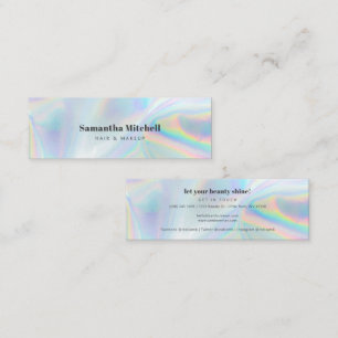 Modern Iridescent Beauty and Makeup Salon Mini Business Card