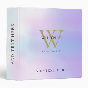 Modern Iridescent Elegant Gold Monogram Name Binder