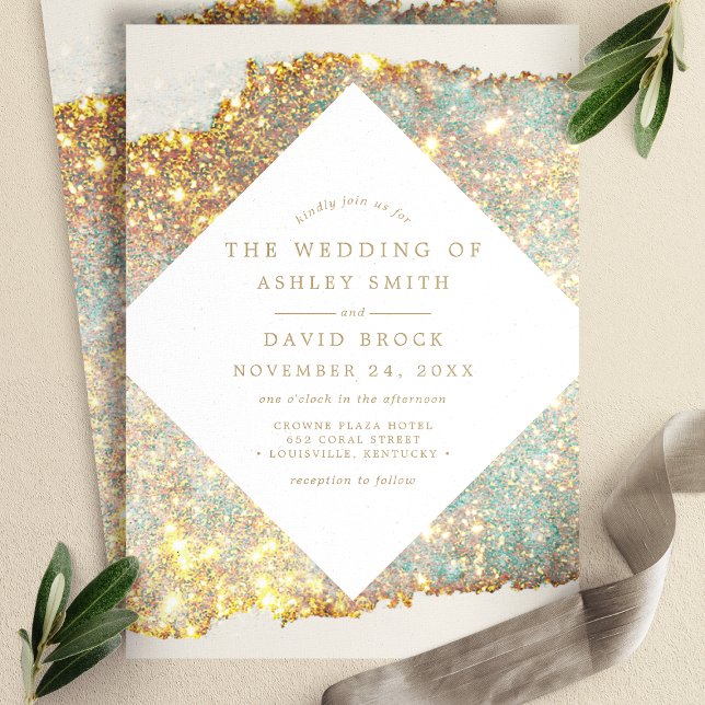 Modern Iridescent Glitter Wedding Invitation (Creator Uploaded)