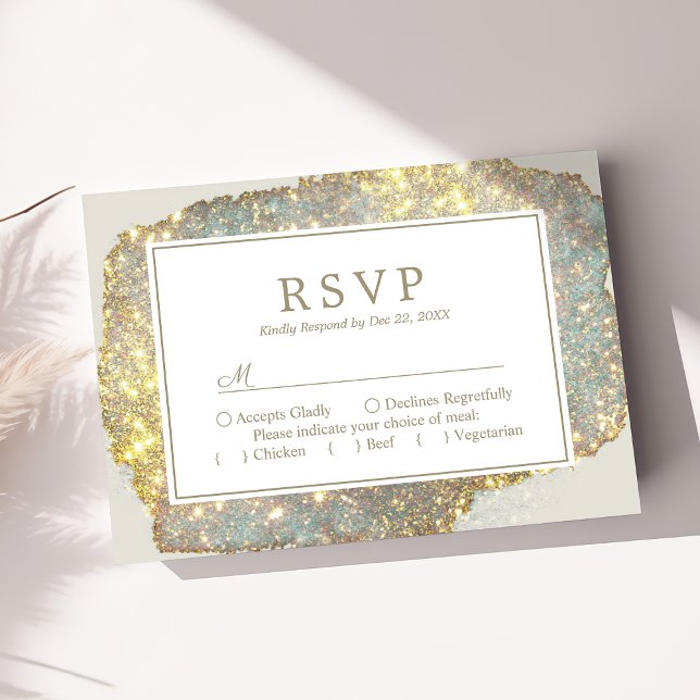 Modern Iridescent Holographic Glitter Wedding RSVP (Creator Uploaded)