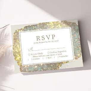 Modern Iridescent Holographic Glitter Wedding RSVP Card