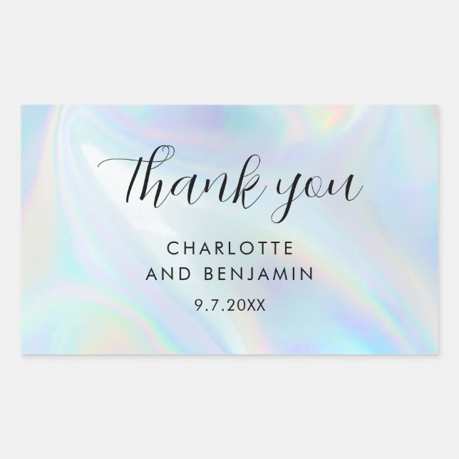 Modern Iridescent Minimalist Handwritten Wedding Sticker (Front)