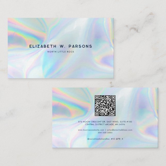 Modern Iridescent Minimalist Luxury Professional Business Card (Front/Back)