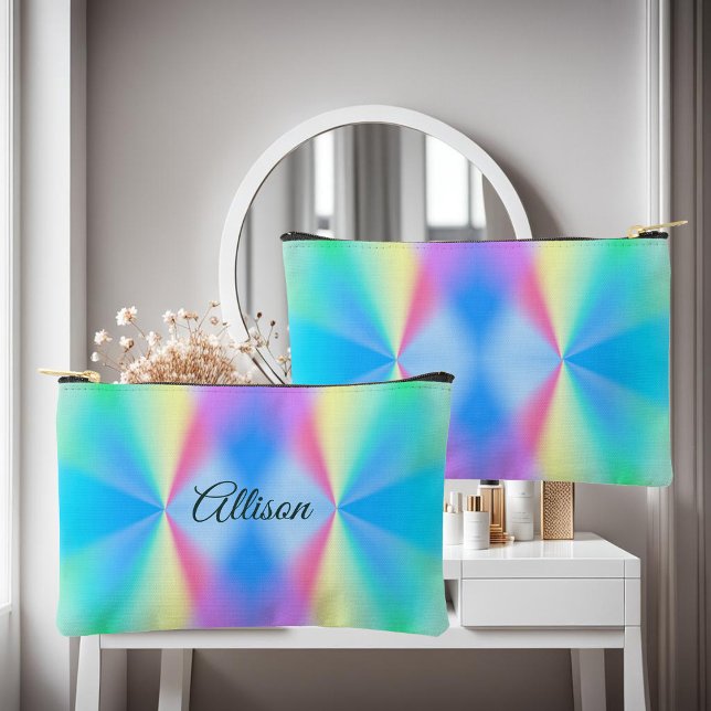 Modern iridescent pastel rainbow coloured accessory pouch (Creator Uploaded)