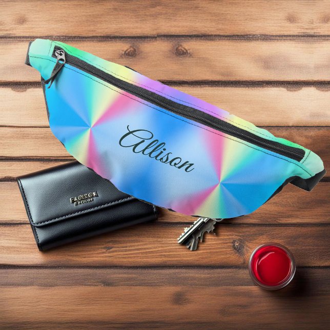 Modern iridescent pastel rainbow coloured fanny pack (Creator Uploaded)