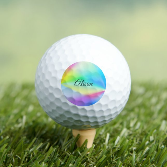 Modern iridescent pastel rainbow coloured,  golf balls (Insitu Tee)