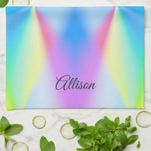 Modern iridescent pastel rainbow coloured  kitchen towel