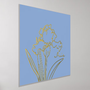 Modern Iris Flower Spring Floral Sketch  Foil Prints