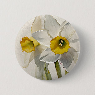 Modern Iris Watercolor Flowers 2 Inch Round Button