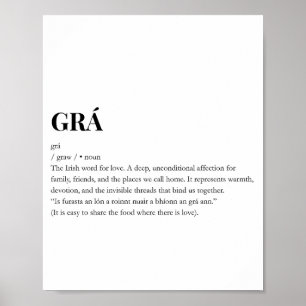 Modern Irish Grá Love Meaning Print