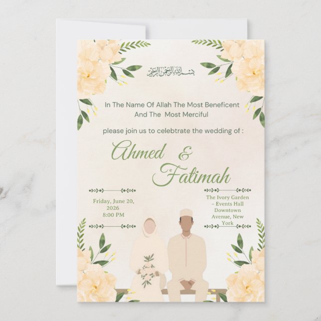 Modern Islamic Wedding Invitation | Nikah Ceremony (Front)