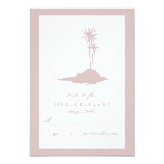 Modern Island Beach Wedding RSVP - Blush Card