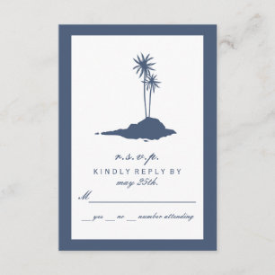Modern Island Beach Wedding RSVP - Dark Blue