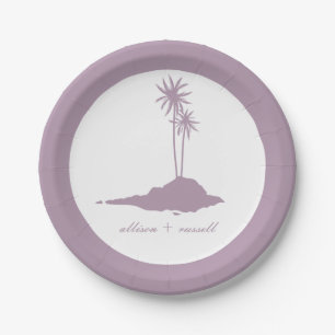 Modern Island Beach Wedding - Violet Paper Plate