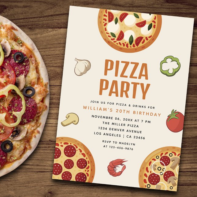 Modern & Italian Any Occasion Pizza Party Invitation (Creator Uploaded)