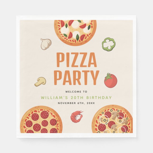 Modern & Italian Any Occasion Pizza Party Napkin (Front)