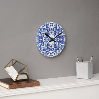 Modern Italian Blue  La Dolce vita  Round Clock