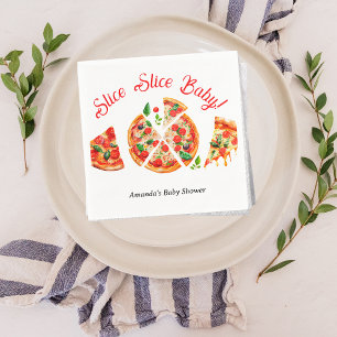 Modern Italian Pizza Party Slice Slice Baby Shower Napkin