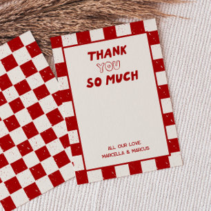 Modern Italian Red Chequered Thank You Card
