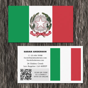 Modern Italy, Business Card, Italian Flag /QR Code Card