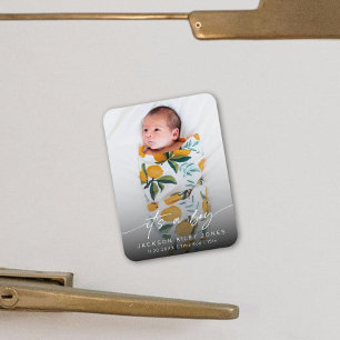 Modern It's a Boy Baby Newborn Photo Script  Magnet