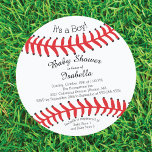 Modern It's A Boy Baseball Baby Shower Invitations<br><div class="desc">Cute boys baby shower invitation featuring a round die cut circle baseball.  Flip our  modern baby shower invitation for a baby boy over to view a matching back for an extra special touch.</div>