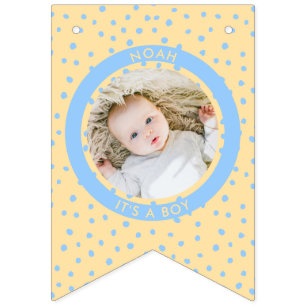 Modern It's a Boy New Baby boy Newborn photo Bunting Flags