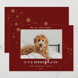Modern It's A WonderFUR Life Pet Photo Christmas H Holiday Card
