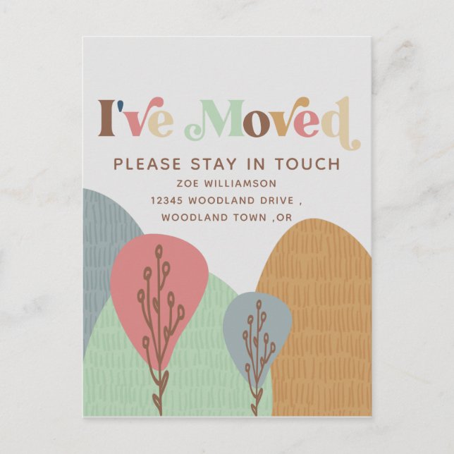 Modern I've Moved Boho New Address Moving  Announcement Postcard (Front)