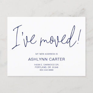 Modern I've Moved New Home Navy Blue Announcement Postcard