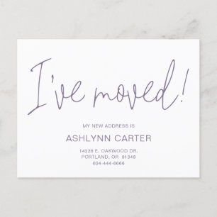 Modern I've Moved New Home Purple Announcement Postcard