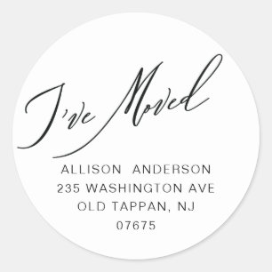 Modern I've Moved Return Address Classic Round Sti Sticker