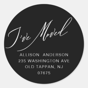 Modern I've Moved Return Address Classic Round Sticker