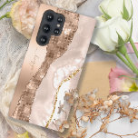 Modern Ivory Agate & Rose Gold Glitter Monogram Samsung Galaxy Case<br><div class="desc">Enhance the elegance of your phone with our exquisite "Modern Ivory Agate & Rose Gold Glitter Monogram Samsung Galaxy S22 Ultra Case". This sophisticated case features a captivating blend of ivory champagne agate design and sparkling rose gold glitter accents, creating a luxurious and personalized look. Protect your phone with style...</div>