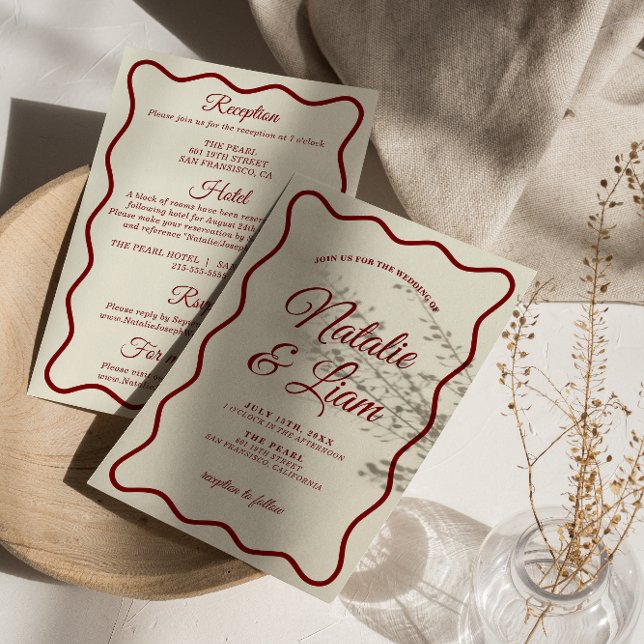 Modern Ivory All In One Colourful Retro Wedding Invitation (Creator Uploaded)