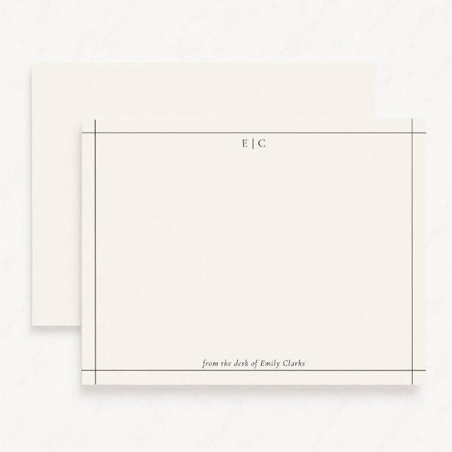 Modern ivory and black monogram stationery note ca invitation (Creator Uploaded)