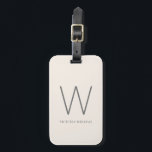 Modern ivory and grey minimalist monogram luggage tag<br><div class="desc">Modern ivory and grey minimalist monogram luggage tag</div>