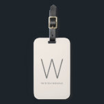 Modern ivory and grey minimalist monogram luggage tag<br><div class="desc">Modern ivory and grey minimalist monogram luggage tag</div>