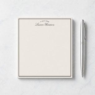 Modern ivory, black border notepad