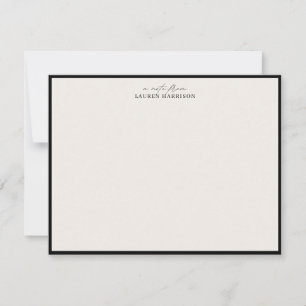 Modern Ivory Black Border Script Font Note Card