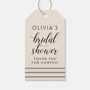 Modern Ivory Black Script Wedding Shower Favour Gift Tags