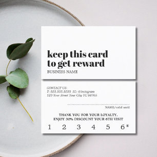 Modern Ivory Black White Beauty Bold Salon Loyalty Card
