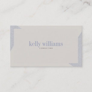 Modern Ivory & Blue-Grey Geometric Corners Business Card